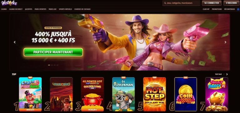 WestAce Casino page accueil